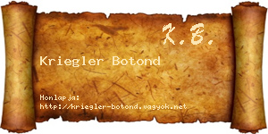 Kriegler Botond névjegykártya